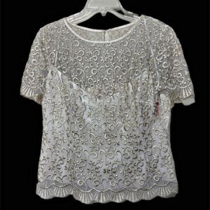 Michaelangelo Womens Metallic Top Sz 14 Gold Embroidered Evening Holiday Event